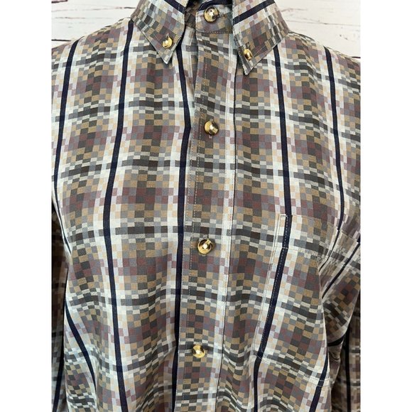 Pintlar Western Shirt Long Sleeve Button Front Large Cowboy Rodeo Colorful Plaid - Picture 5 of 8
